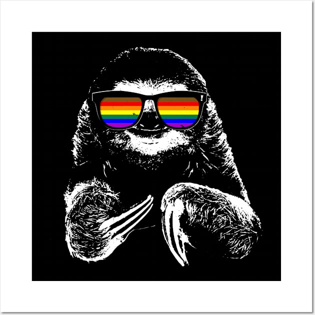 Pride Sloth Philly LGBTQ Pride Flag Sunglasses Wall Art by wheedesign